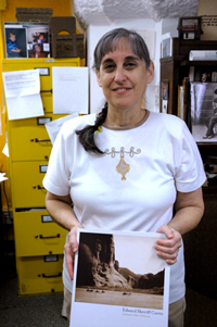 Joanna Cohan Scherer showing her book
